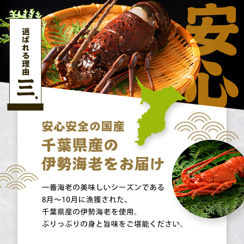 伊勢海老 千葉県産 活〆生冷凍 天然 3尾入